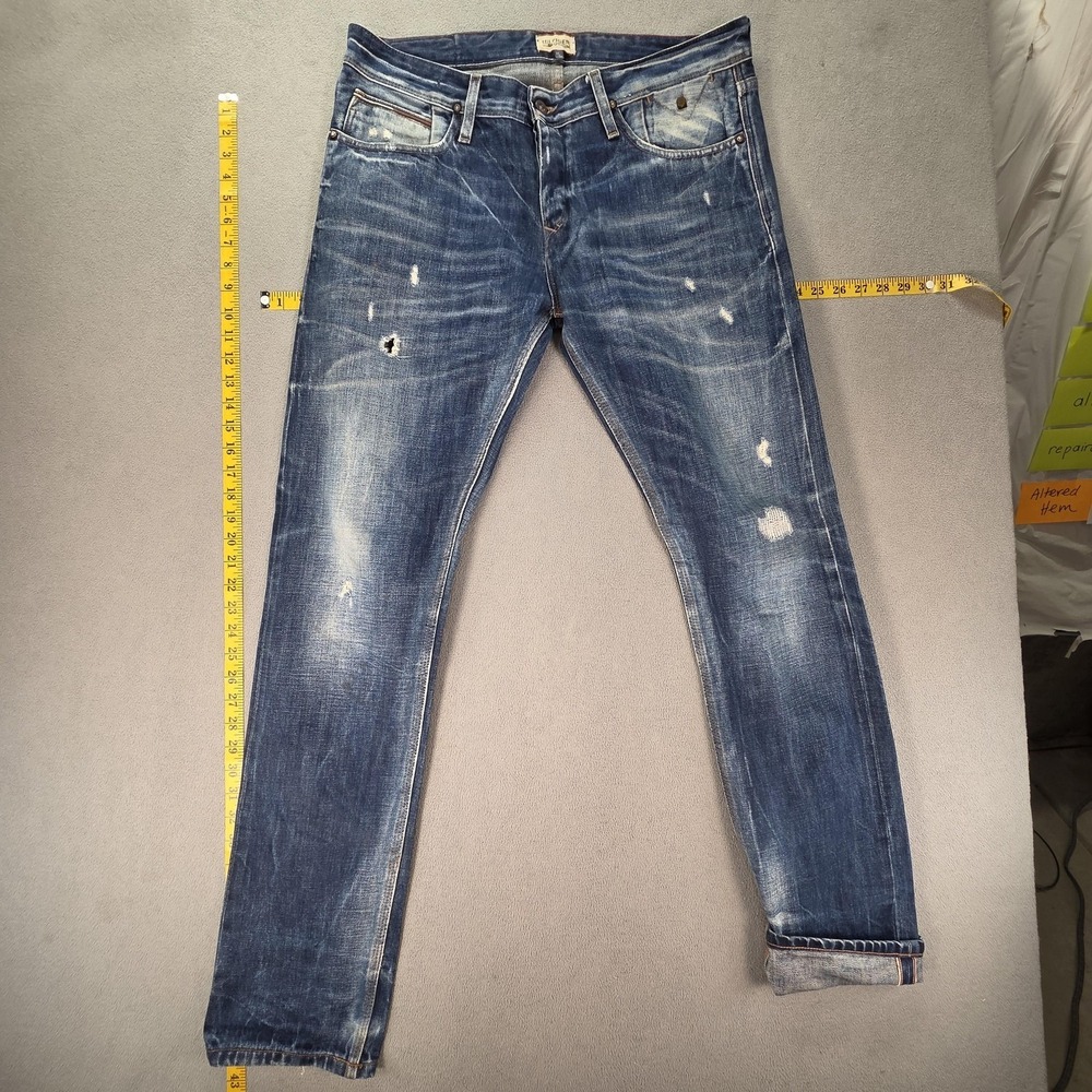 Hilfiger Denim Scanton Jeans Mens 34x34 Med Wash Blue Slim Tapered Selvedge